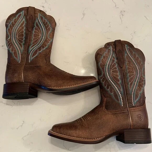 NWT Ariat Brown Leather Western Cowboy Boots — Women’s US 7B - Picture 4 of 6
